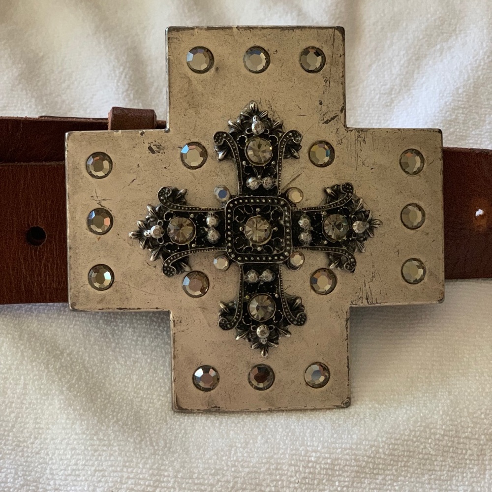 Genuine Leather Cross Buckle Belt
